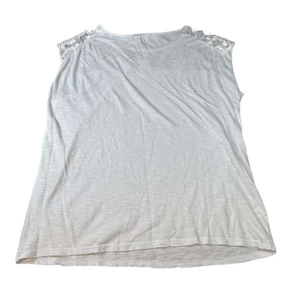 Women's LOFT 100% Cotton Sleeveless White Crochet Detail Blouse Size Large NWT - Picture 3 of 4